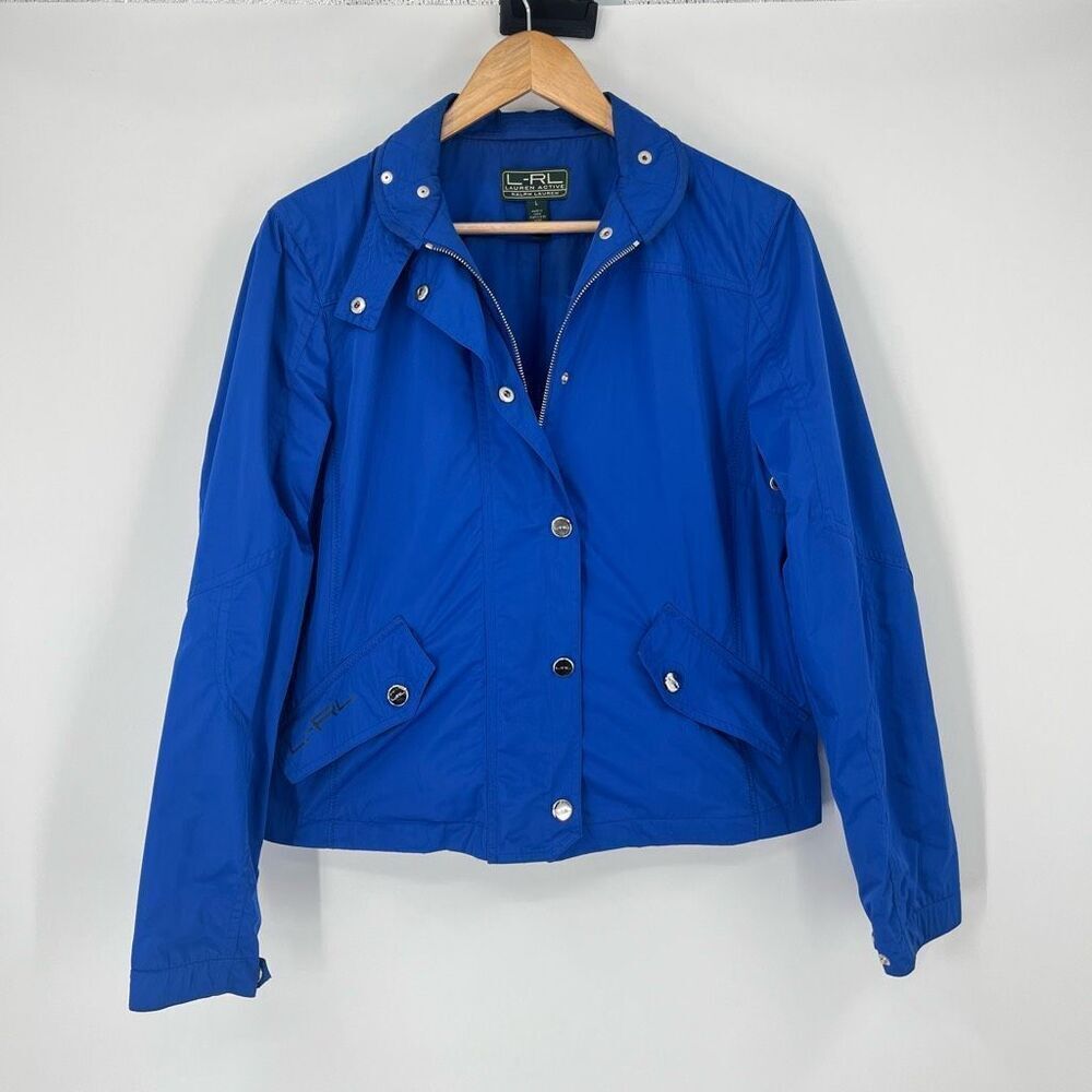 LRL Lauren Active Jacket Casual Zip-Up Closure Collared Blue Womens Large